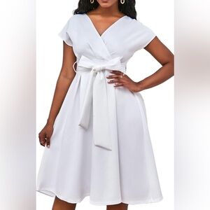 White A-Line Midi Dress